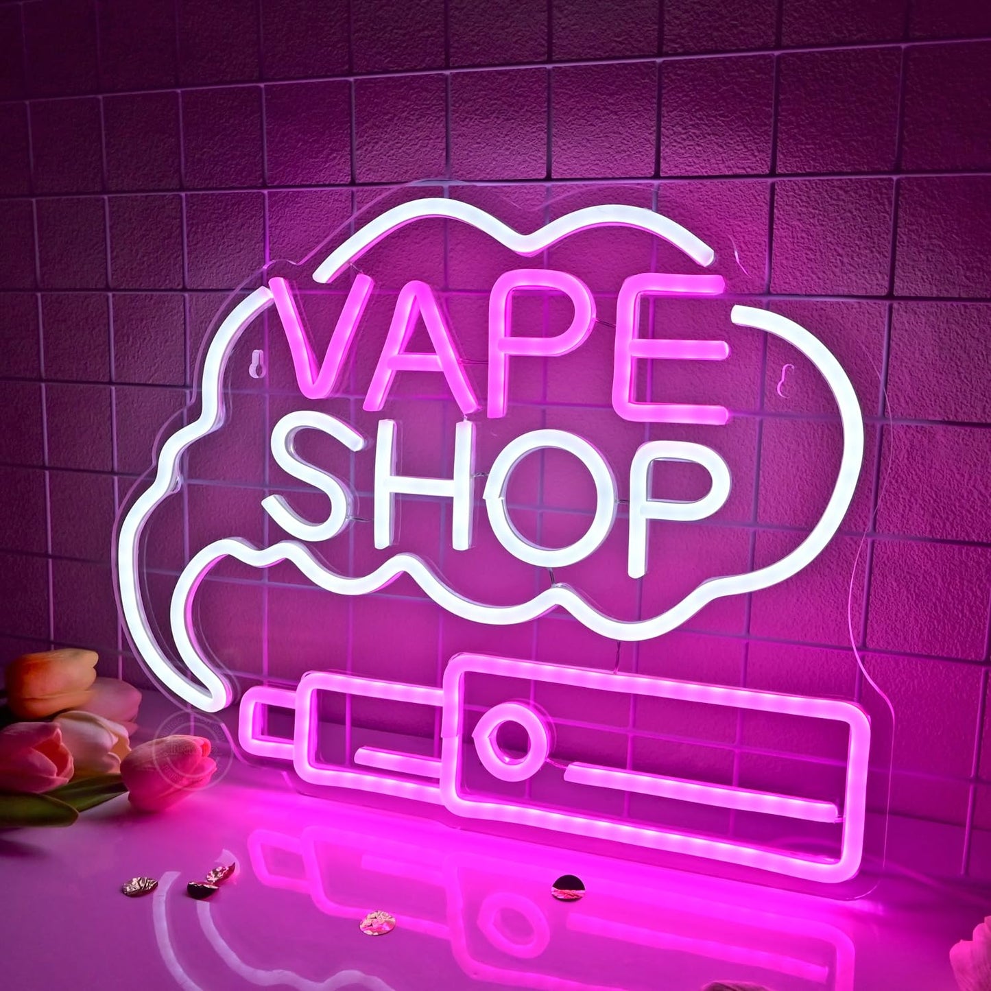 Britrio VAPE Shop Neon Light Wall Sign for Smoke Shop Business Stores Logo Window Display Man Cave Garage Bedroom Wall Art Decor Dad Husband Boyfriend Christmas Birthday Gift 5V USB