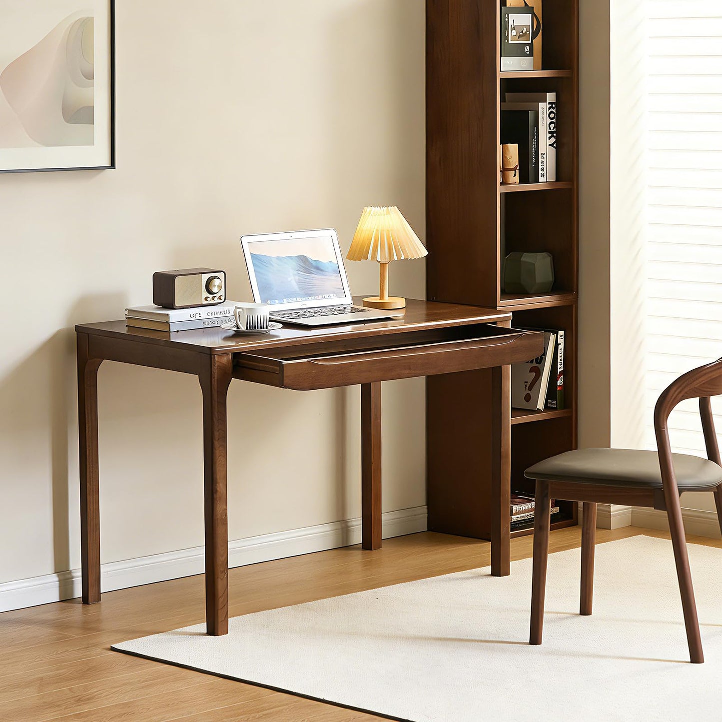 VIZBMYR Widen Solid Wood Desk with Drawers,39"X24" Wood Writing Desk for Small Space,Student Computer PC Desks,Home Desks for Work,Gaming Study Desk for Bedroom Escritorios Desk Table (Walnut, 39“)
