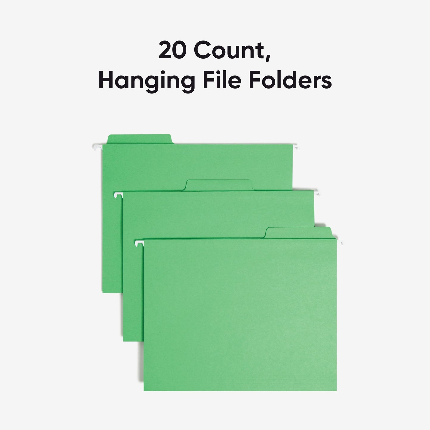Smead FasTab Hanging File Folder, 1/3-Cut Built-in Tab, Letter Size, Green, 20 Count (64098)