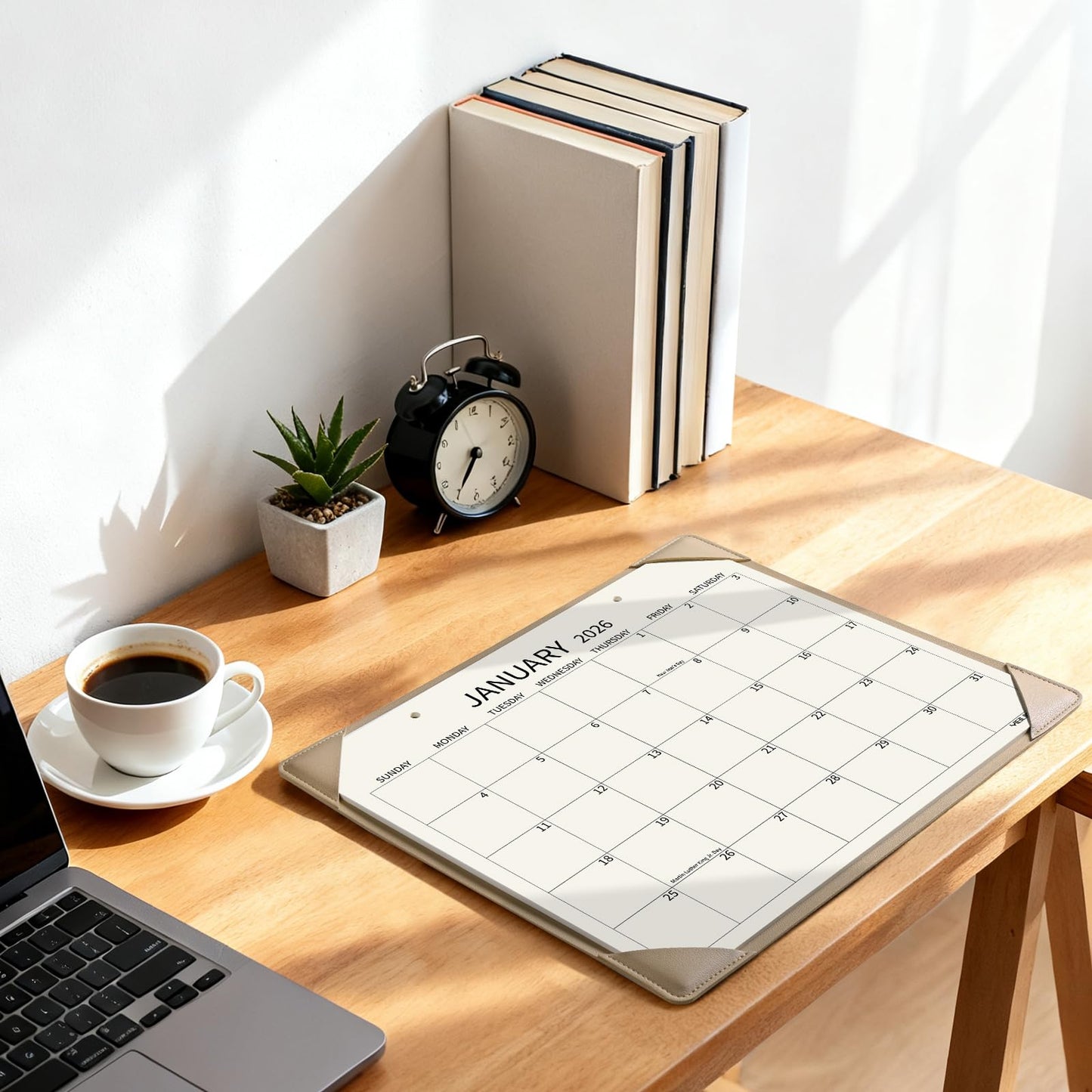 Yibukiu Desk Calendar 2026 with Desktop Mat, 18 Months Flat Desk Pad Calendar January 2026 to June 2027, Medium 14 x11 inch Monthly Wall Calendar for Home Office School (Apricot)