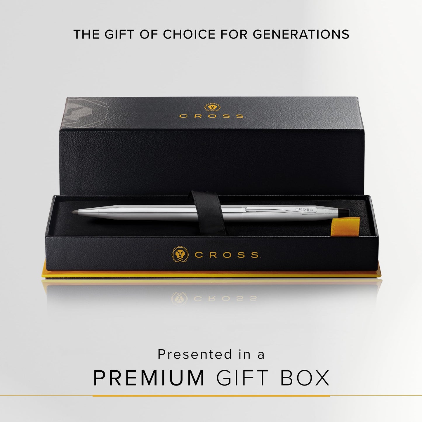 Cross Classic Century Lustrous Chrome Ballpoint Pen - Refillable Pen for Effortless Writing - Black Ink - Durable Construction - Premier Distinctive Look - Gift-Ready