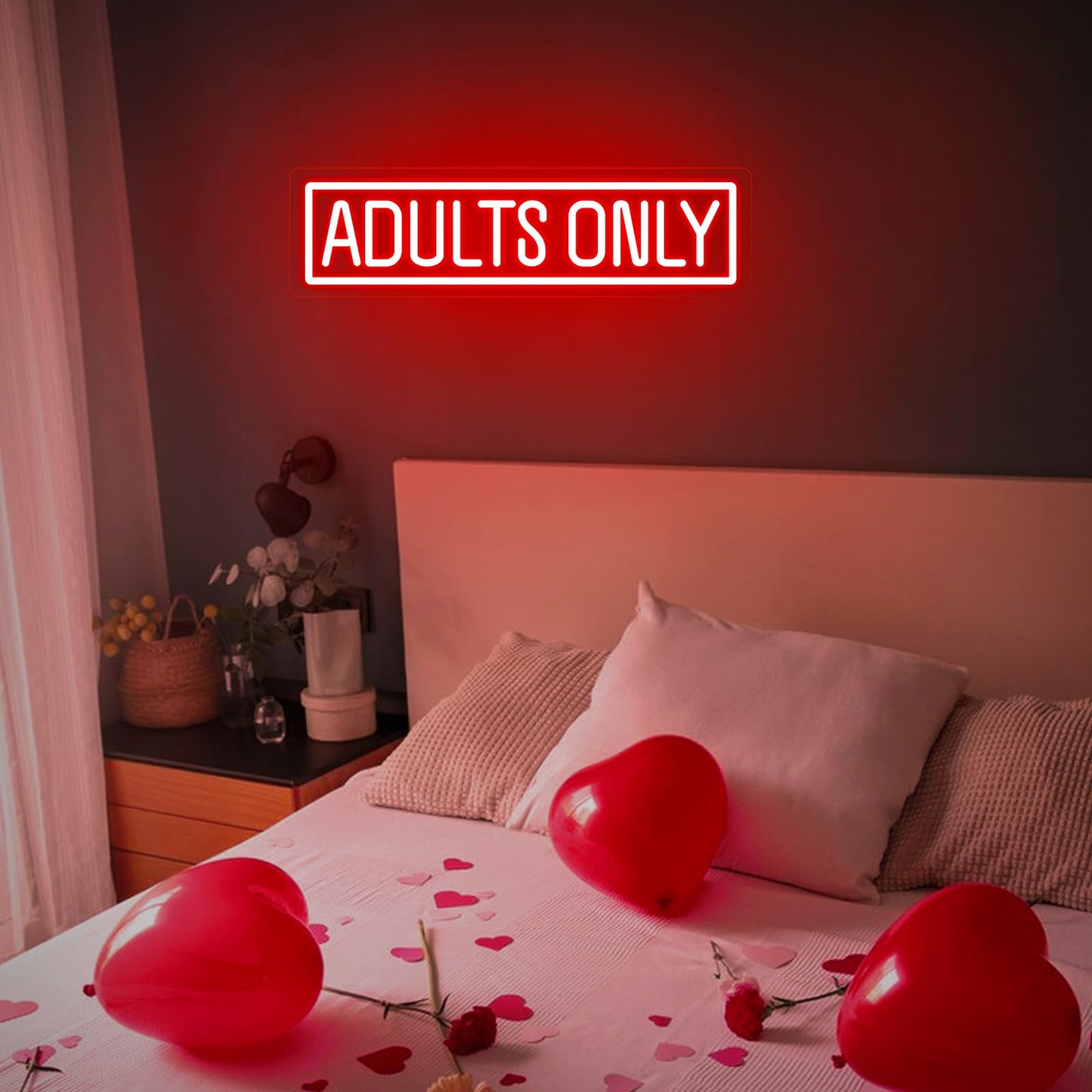 Adults Only Neon Sign, Dimmable USB Powered LED Neon Lights Letter Words Signs for Bedroom Bar Man Cave Hotel Party Game Room Wall Decor