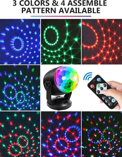 Luditek 3-Pack Disco Ball Party Lights, Sound Activated Battery Operated/USB Strobe Light w/Remote for Parties Karaoke Dancing Christmas Halloween Party Decorations Supplies for Home Room Indoor