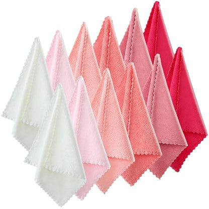 Syhood 12 Pieces Face Wash Cloth 12 x 12 in Makeup Remover Cloths Towel Coral