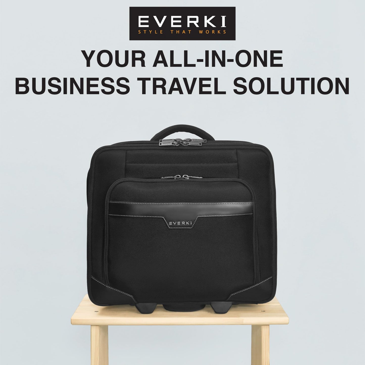 EVERKI Journey 27L Rolling Laptop Briefcase – Carry On Luggage with Wheels for Business Travel Lightweight Mobile Office Work Bag with Padded Compartment & Tablet Pocket Fits Laptops up to 16" – Black