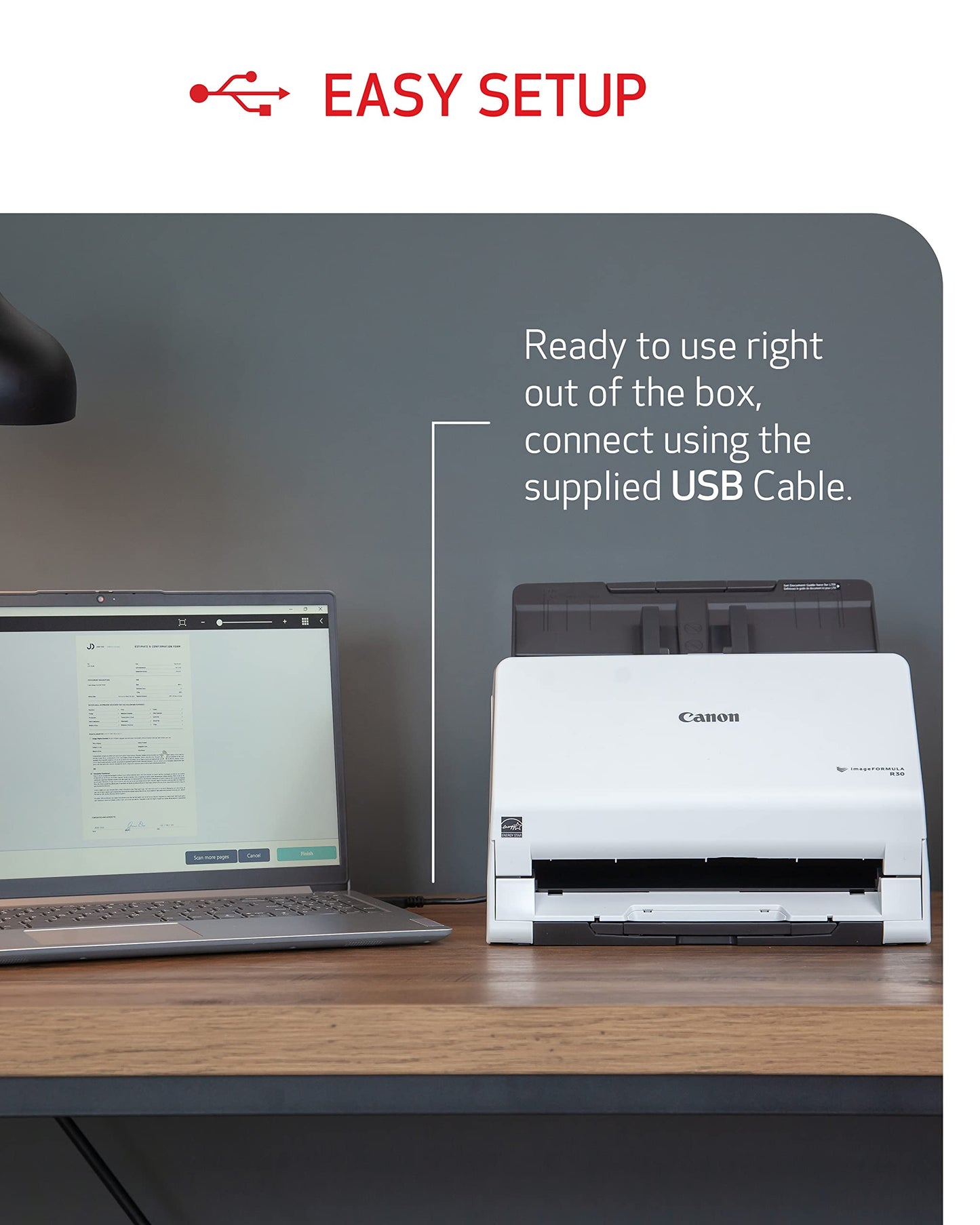 Canon imageFORMULA R30 - Office Document Scanner, Auto Document Feeder, Duplex Scanning, Plug-and-Scan Capability, No Software Installation Required