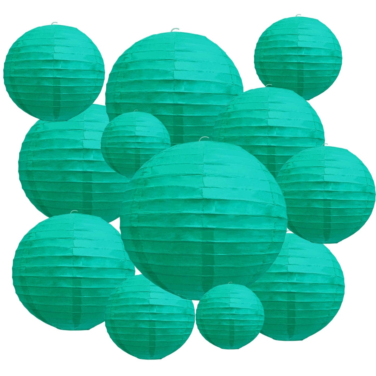 20Pcs Blue Green Paper Lanterns for Parties, 6” 8” 10” 12” Chinese Asian Hanging Round Paper Lanterns for Birthday Wedding Halloween Christmas Home Decor Party Decor