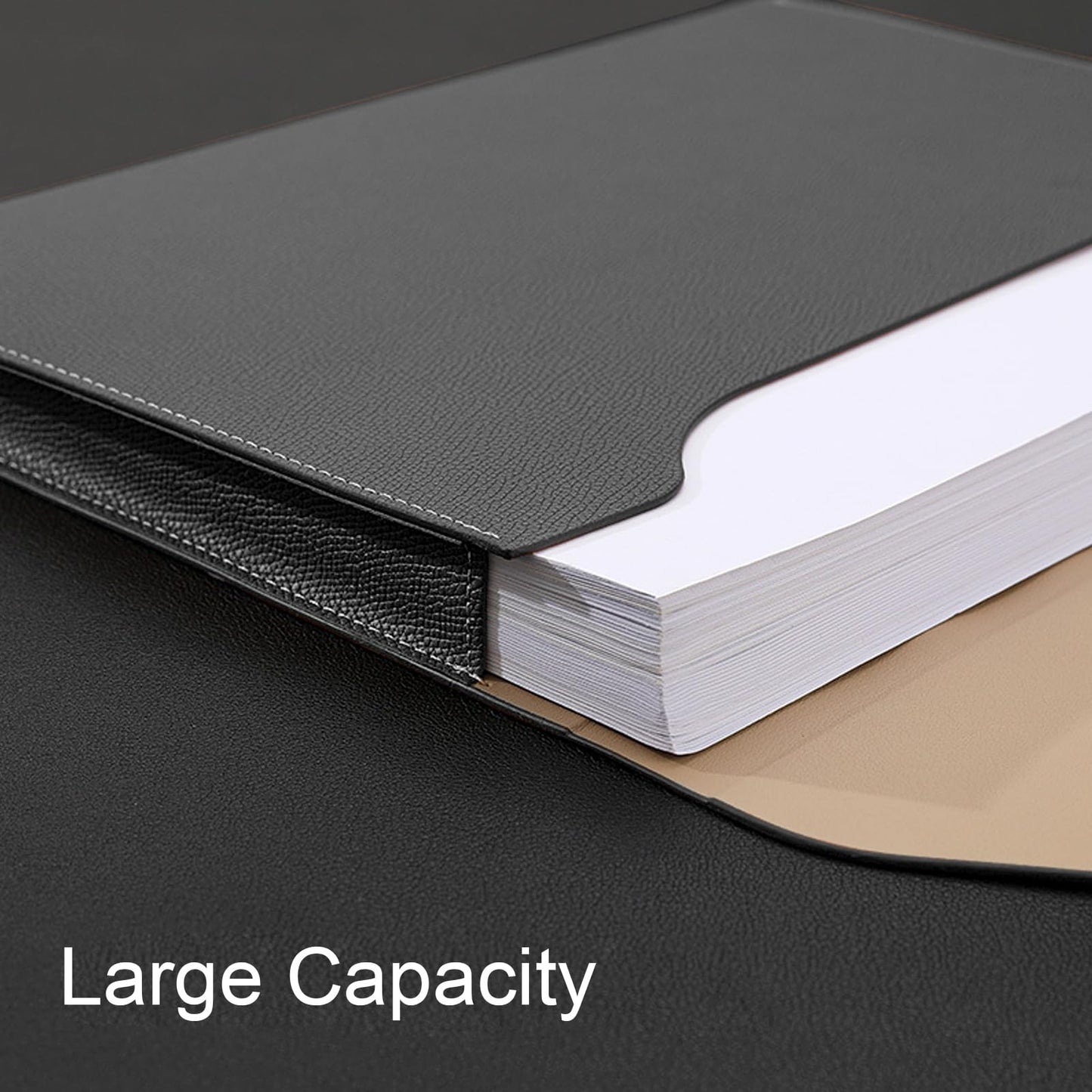 VANRA Expanding File Folder Organizer PU Leather Document Holder File Pocket Envelope Portfolio Bag with Hand Strap and Magnetic Closure for A4 Letter Size Paper (Black)