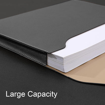 VANRA Expanding File Folder Organizer PU Leather Document Holder File Pocket Envelope Portfolio Bag with Hand Strap and Magnetic Closure for A4 Letter Size Paper (Black)