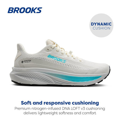 Brooks Women’s Ghost 17 GTX Waterproof Supportive Running & Walking Shoe - Coconut/Oyster/Blue - 11 Medium