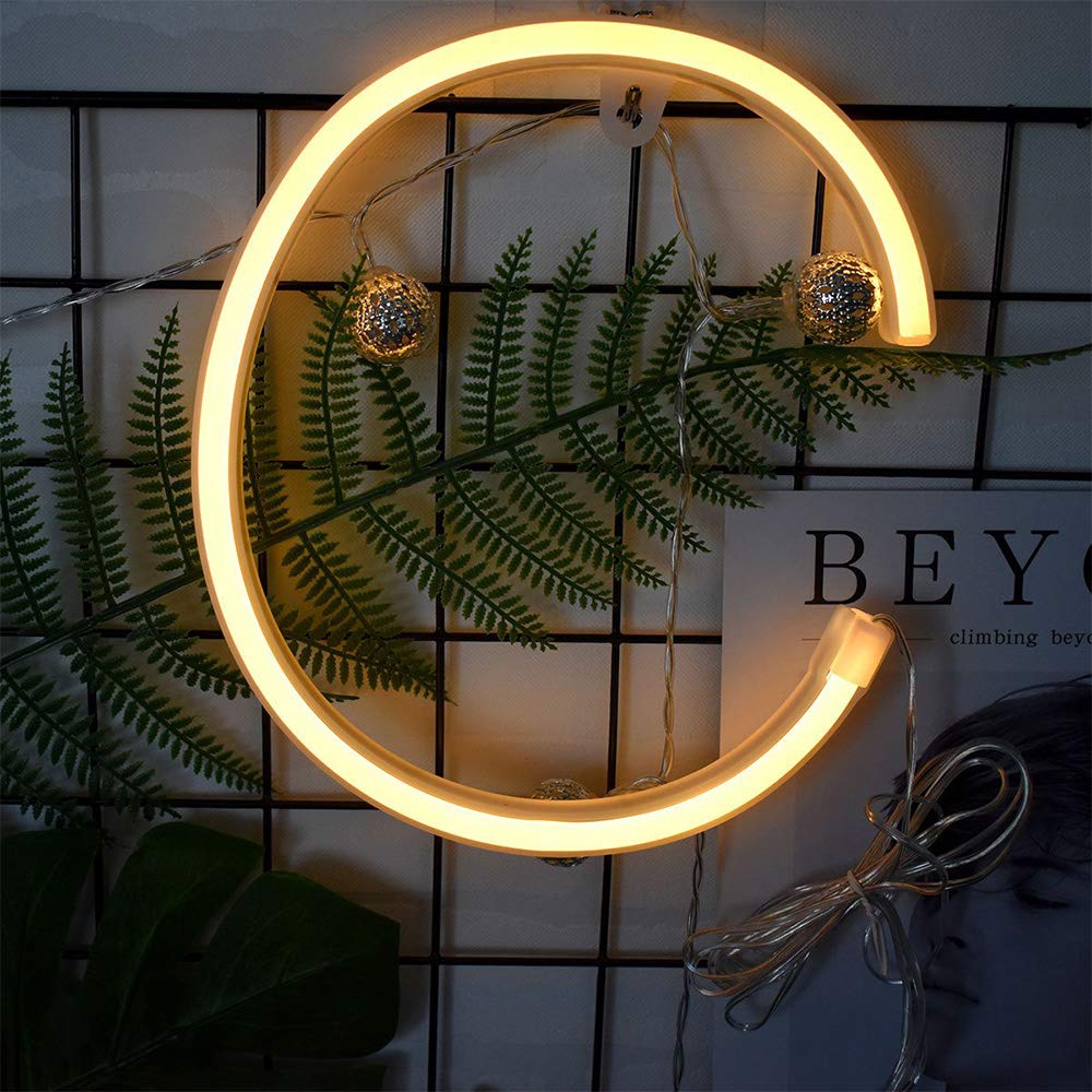 LED Warm White Alphabet Neon Art Lights Neon Letter Sign Night Lights with Battery/USB Operation for Wedding Birthday Party Christmas Home Bar Decoration
