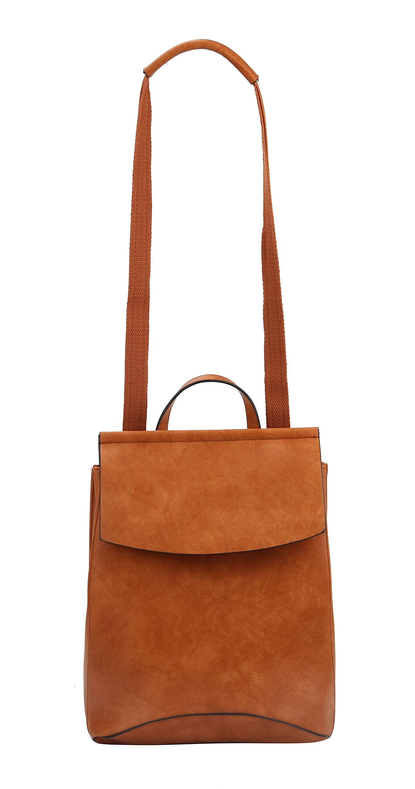 virago Fashion Designer Handbag Daily Convertible Vegan Leather Travel Backpack Shoulder Bag (BROWN)