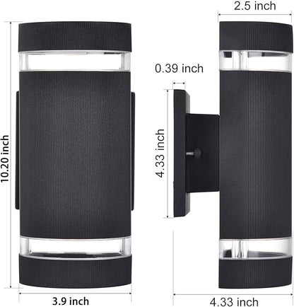 Dusk to Dawn Outdoor Lighting, Bling Exterior Wall Sconce - ETL Listed, Outdoor Light Fixtures Wall Mount Cylinder Design -White Up Down Outdoor Lights for House, Porch, Backyard (2 Pack)