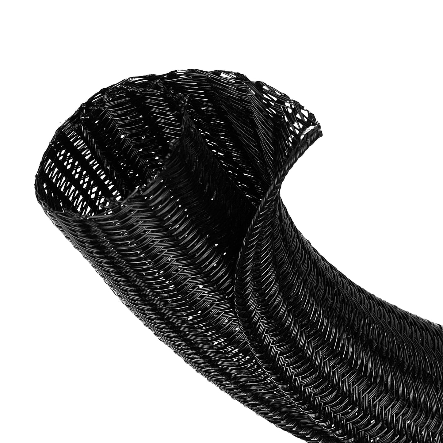 ELECFUN 16ft - 1 inch Cable Management Sleeve Cord Protector, Split Wire Loom for USB TV Computer, Braided Wire Cover Hider Organizer Tubing Protect Cat Dog from Chewing, Black