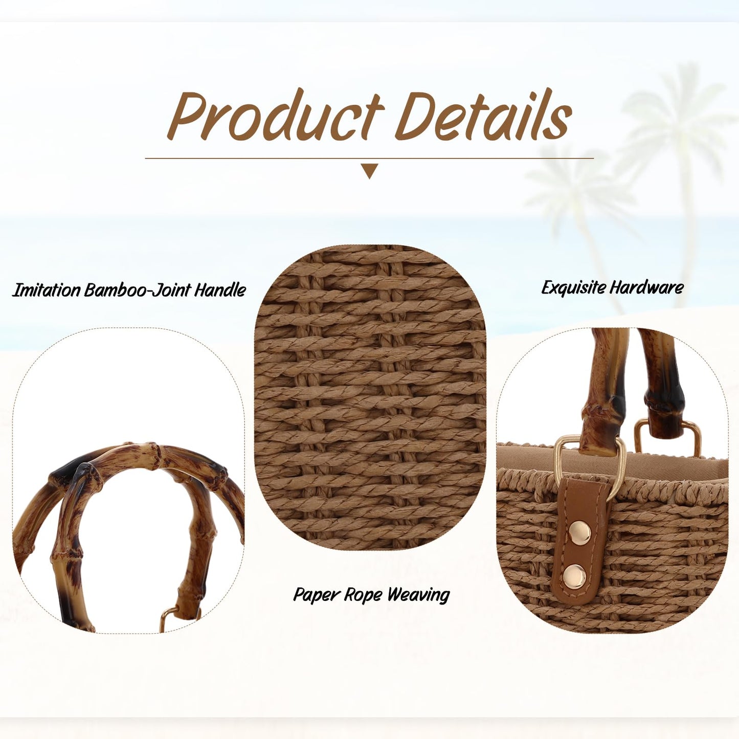 Lanpet Straw Woven Handbags Handmade Summer Beach Bags Wicker Rattan Crossbody Bag for Vacation