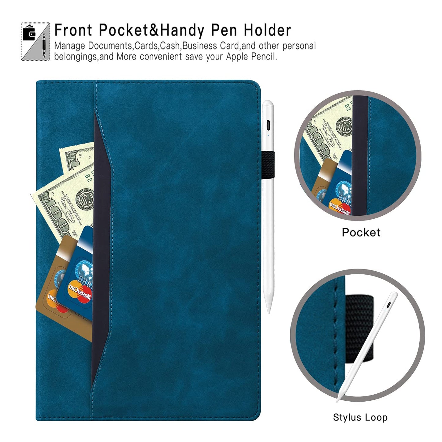 Varohix Case for Lenovo Tab M9 HD (9.0 inch) TB-310FU Tablet Premium PU Leather Protective Case Folio Flip Business Case Tablet Sleeve with Card Pocket Pen Holder, Peacock Blue