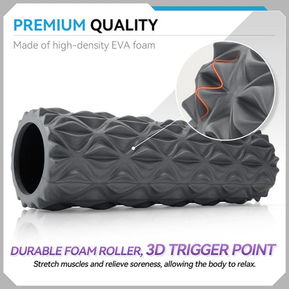 Zmarthumb Foam Roller - 15 inch Deep Tissue Massager for Muscle Massage, Myofascial Trigger Point Release, Exercise, Yoga, Pilates & Stretching(Gray)