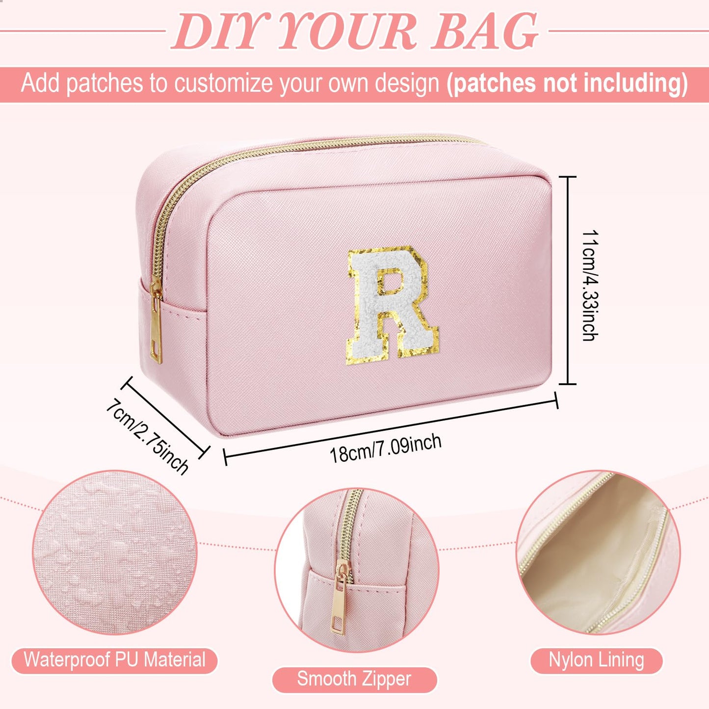 Sweetude 10 Pcs Makeup Bag Bulk for Women Preppy Gift PU Leather Cosmetic Bag Small Skincare Toiletry Pouch Wedding Travel Cosmetic Pouch for Bridesmaid Bride Mother Gift Favors (Rose Gold)