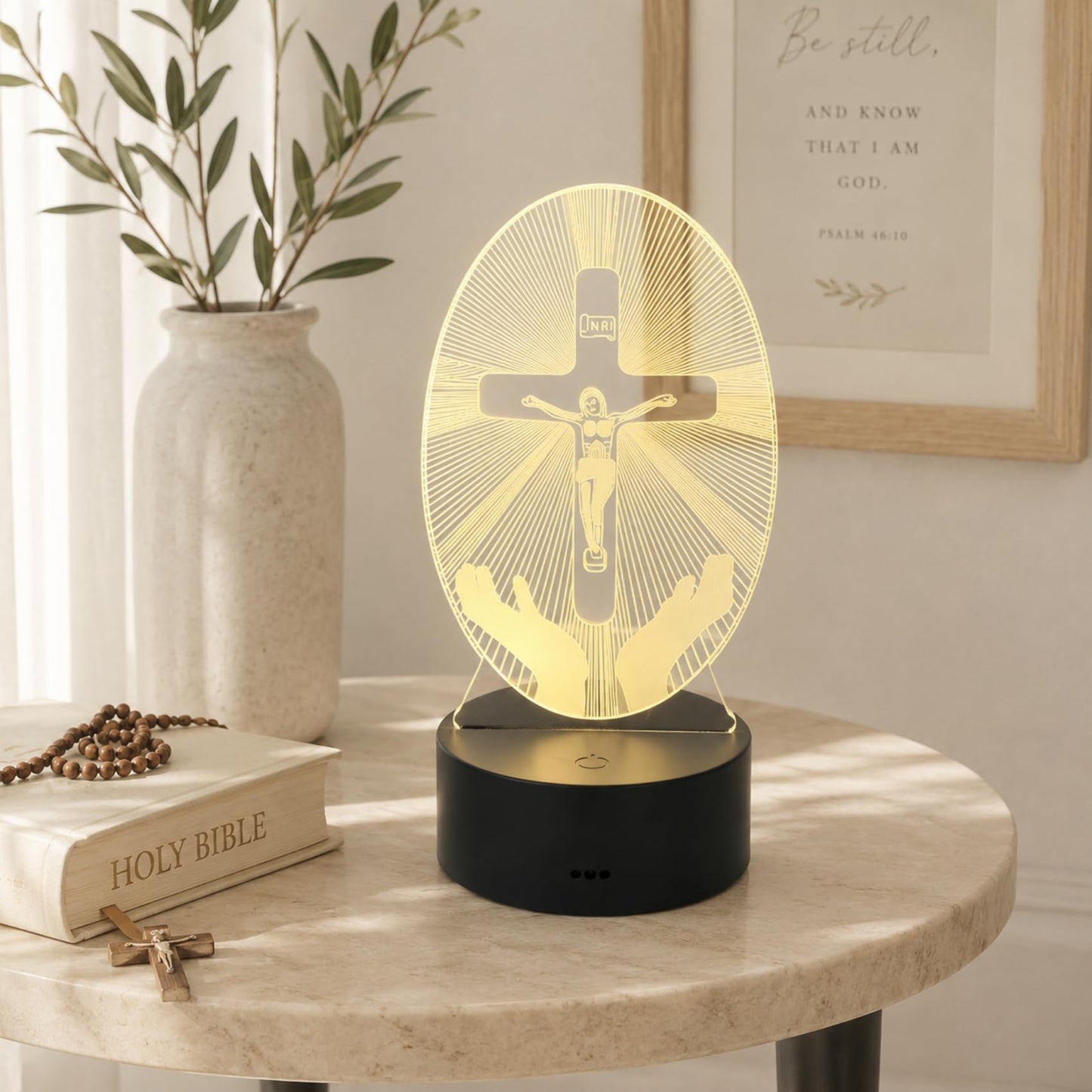 LJYIDAMY 3D Jesus Cross Night Light, Christian LED Illusion Lamp with Remote, USB Powered Religious Cross Lamp for Bedroom Prayer Room Decor, Christmas Christian Gifts for Men Women