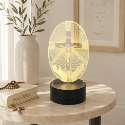 LJYIDAMY 3D Jesus Cross Night Light, Christian LED Illusion Lamp with Remote, USB Powered Religious Cross Lamp for Bedroom Prayer Room Decor, Christmas Christian Gifts for Men Women