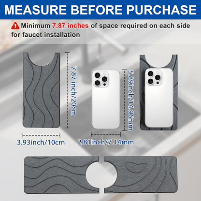 2 Pcs Faucet Mat for Kitchen Sink 15.74”×3.94” Diatomite Quick Dry Sink Splash