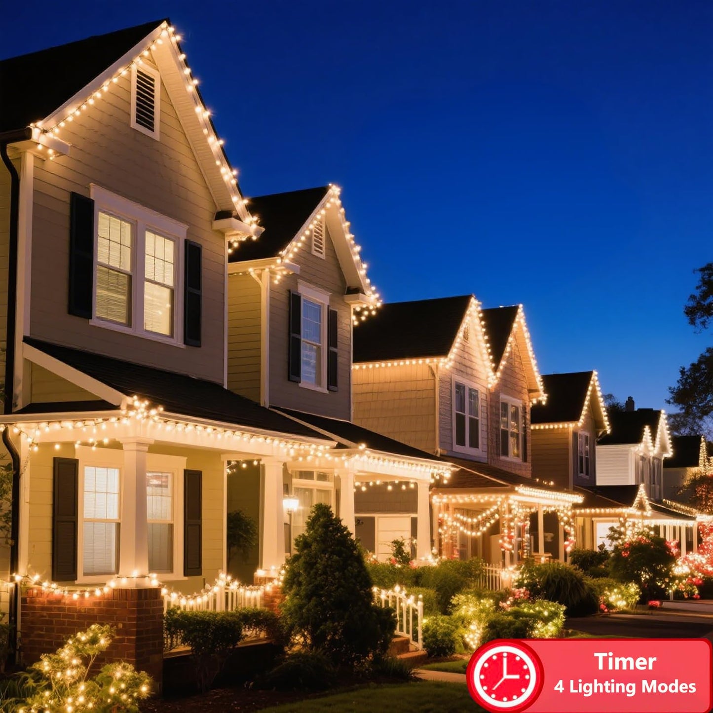 LED Cluster Lights, 400 LED Warm White Christmas Lights, 19.56FT Twinkle Christmas Tree Lights Outdoor, 8 Modes Plug in Fairy Lights for Xmas, Tree, Garland, UL Certification, Black Wire