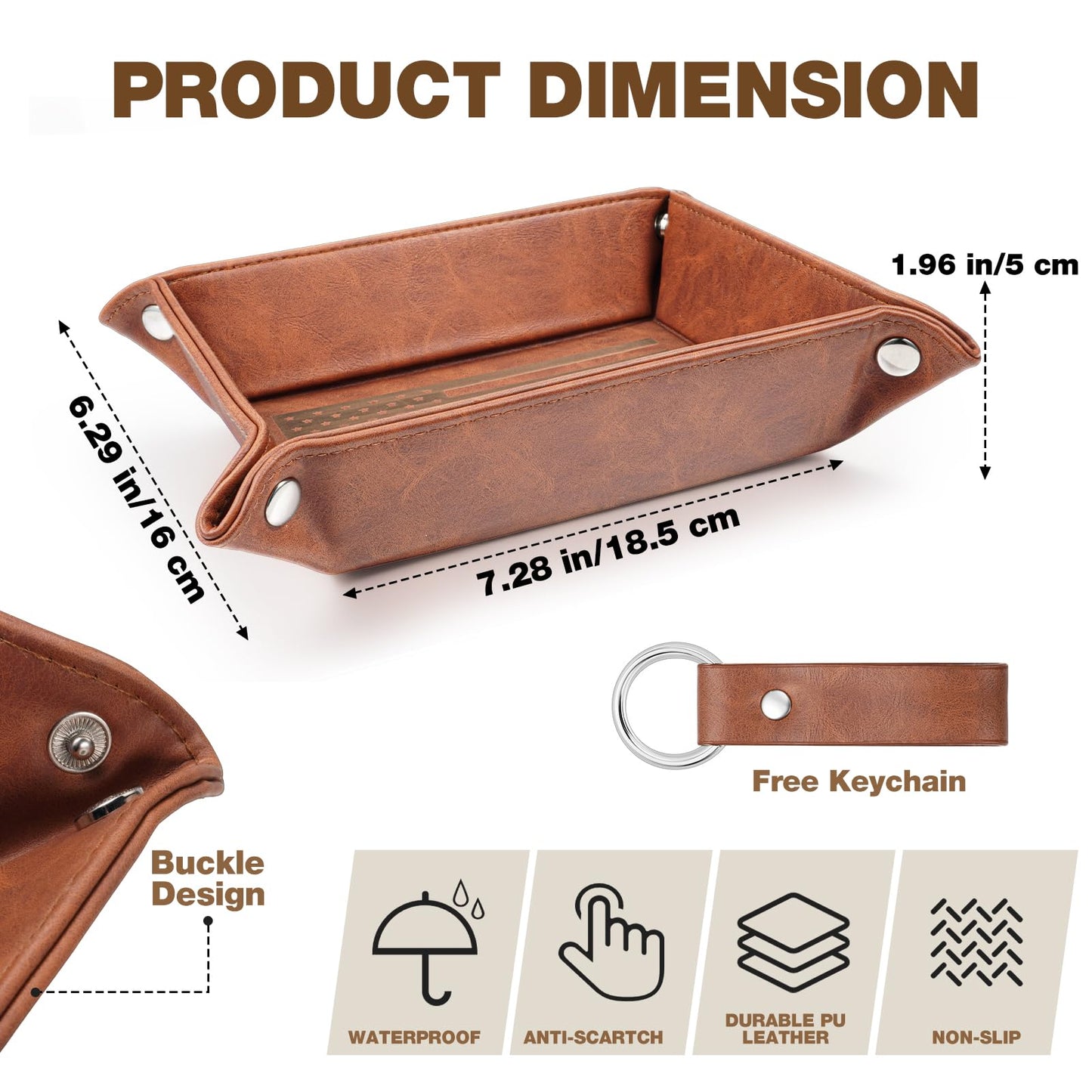 KAGREC Leather Valet Tray Birthday Gift for Dad Husband Leather Jewelry Tray for Father Day Gift Valentine’s Day