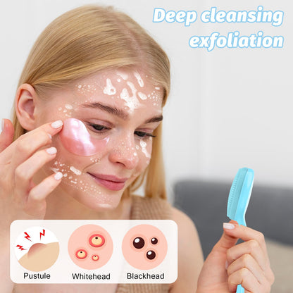 2Pack Silicone Face Brush Manual Face Scrub Brush Soft Facial Brushes Waterproof Exfoliating Face Brush Skin Friendly Face Cleaner Brush for Women and Men Blackheads Makeup Residues Removal