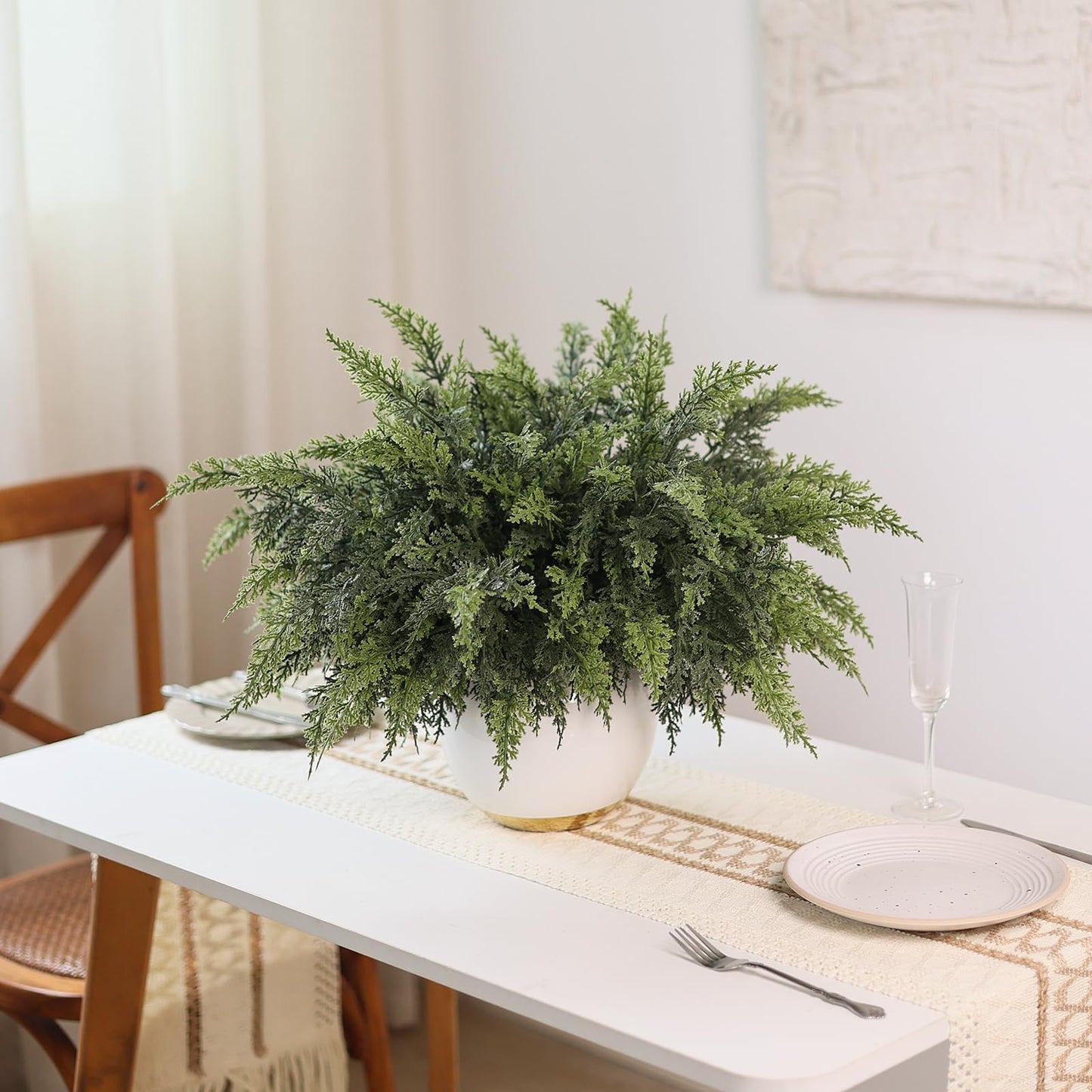 GLIDLION 18" Soft Textured Cedar Branches -12 Pcs, Artificial Christmas Cedar Branch Realistic Fake Pine Picks Faux Greenery Plants Stem for Vase DIY Crafts Garland Wreath Indoor Outdoor Home Decor