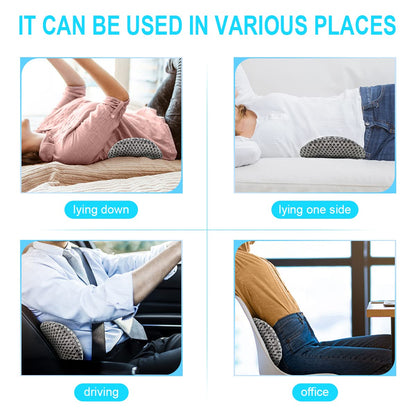 Lumbar Support Pillow - Memory Foam for Low Back Pain Relief, Ergonomic Streamline Car Seat, Office Chair, Recliner and Bed (Upgrade Gray)