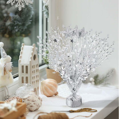 Wenqik 6 Pcs Metallic Foil Spray Centerpiece Star Table Party Decoration Burst Centerpieces Table Decor for Party Birthday Wedding Anniversary Memorial Dining Graduation Holiday Supplies(Silver)