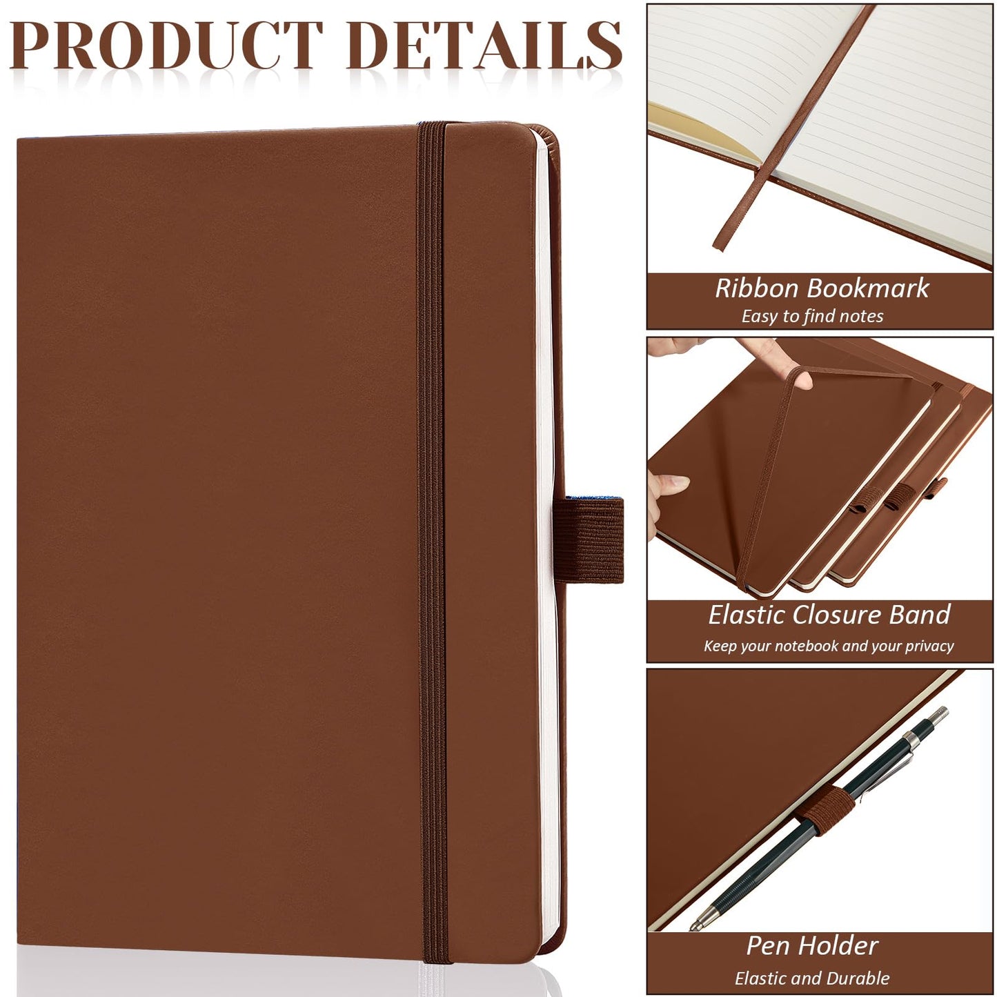 Laumoi 14 Pack Lined Journal Notebooks 5.5 x 8.2 Inch A5 Hardcover Notebook College Ruled Notepad with Pen Holder PU Leather Ruled Lined Journals for School Business Work Writing(Deep Color)