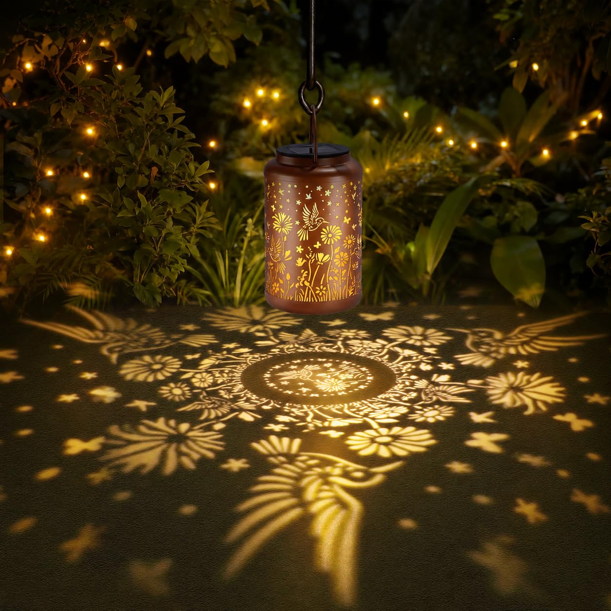 GOLFOEE Solar Lanterns Outdoor Waterproof Hummingbird Solar Lights Outdoor Waterproof for Garden, Birthday Gifts for Women Mom Grandma, Garden Lights for Backyard, Patio Decor