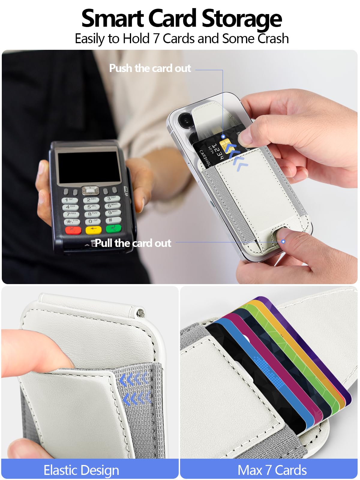 Miroddi for MagSafe Wallet with Privacy Flap, Strongest Magnetic Card Holder for iPhone 17, iPhone 16/15/14/13/12 Series, Leather Magnetic Phone Wallet, RFID Blocking, Fit 7 Cards, Creamy white