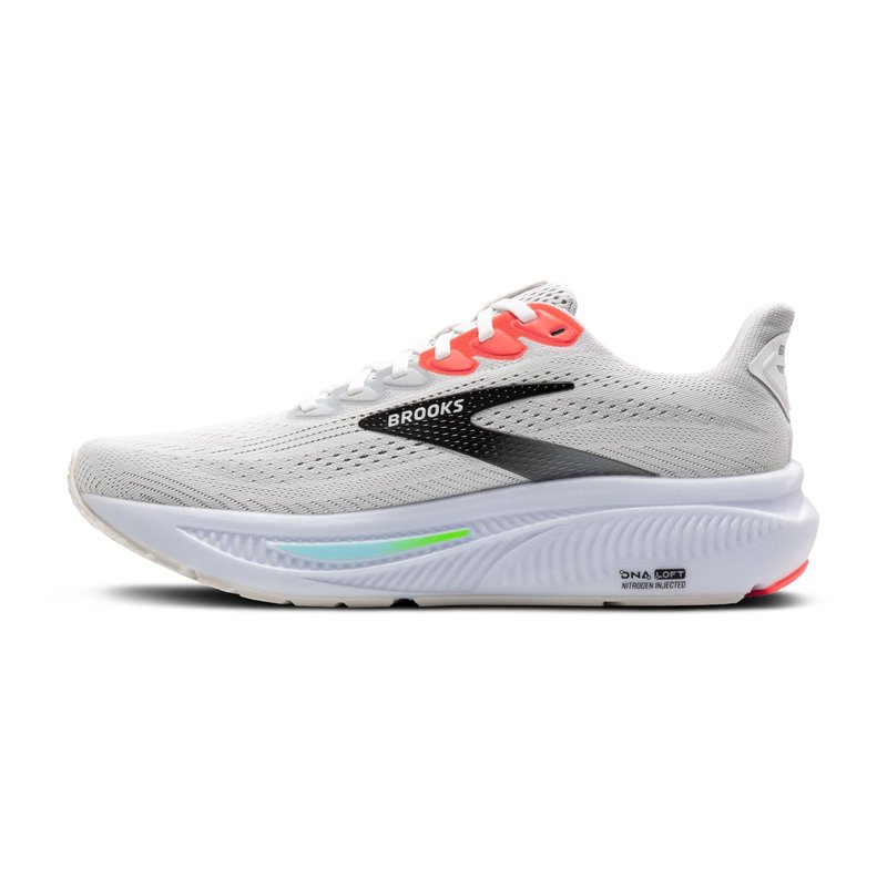 Brooks Men’s Ghost 17 Neutral Running Shoe - White/Pink Clay/Gecko - 14 Wide