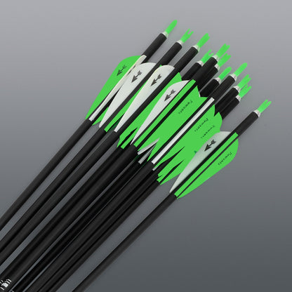 Powants 31inch Carbon Arrow Archery Targeting Practice Hunting Arrows for Compound & Recurve Bow with Removable Tips(Pack of 12) (Green)