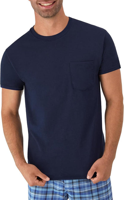 Hanes Men's Pocket T-Shirt | 6-Pack Cool & Breathable Cotton Tees - Stay-Tucked Undershirts