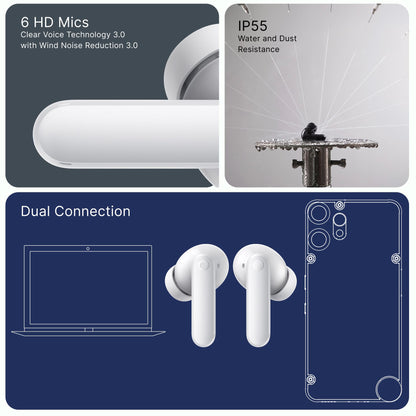 CMF Buds 2 Plus Wireless Earbuds Adaptive Noise Cancelling, Hi-Res Audio Bluetooth Headphones, 12mm Drivers for Deep Bass, 50dB ANC 61.5H Playtime, Sport Ear Buds with 6 Mics, Light Grey
