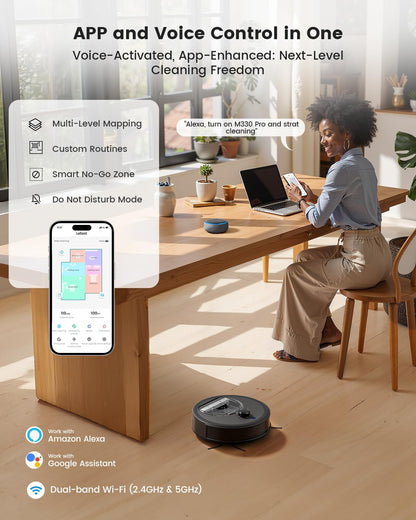 Lefant LiDAR Robot Vacuum and Mop, 450ml Visible Dustbin, Upgraded 190° PSD Obstacle Avoidance, Customized Cleaning, Multi-Floor Mapping, 150 Mins Runtime, WiFi/Alexa/APP, Pet Hair & Carpets, M330 Pro