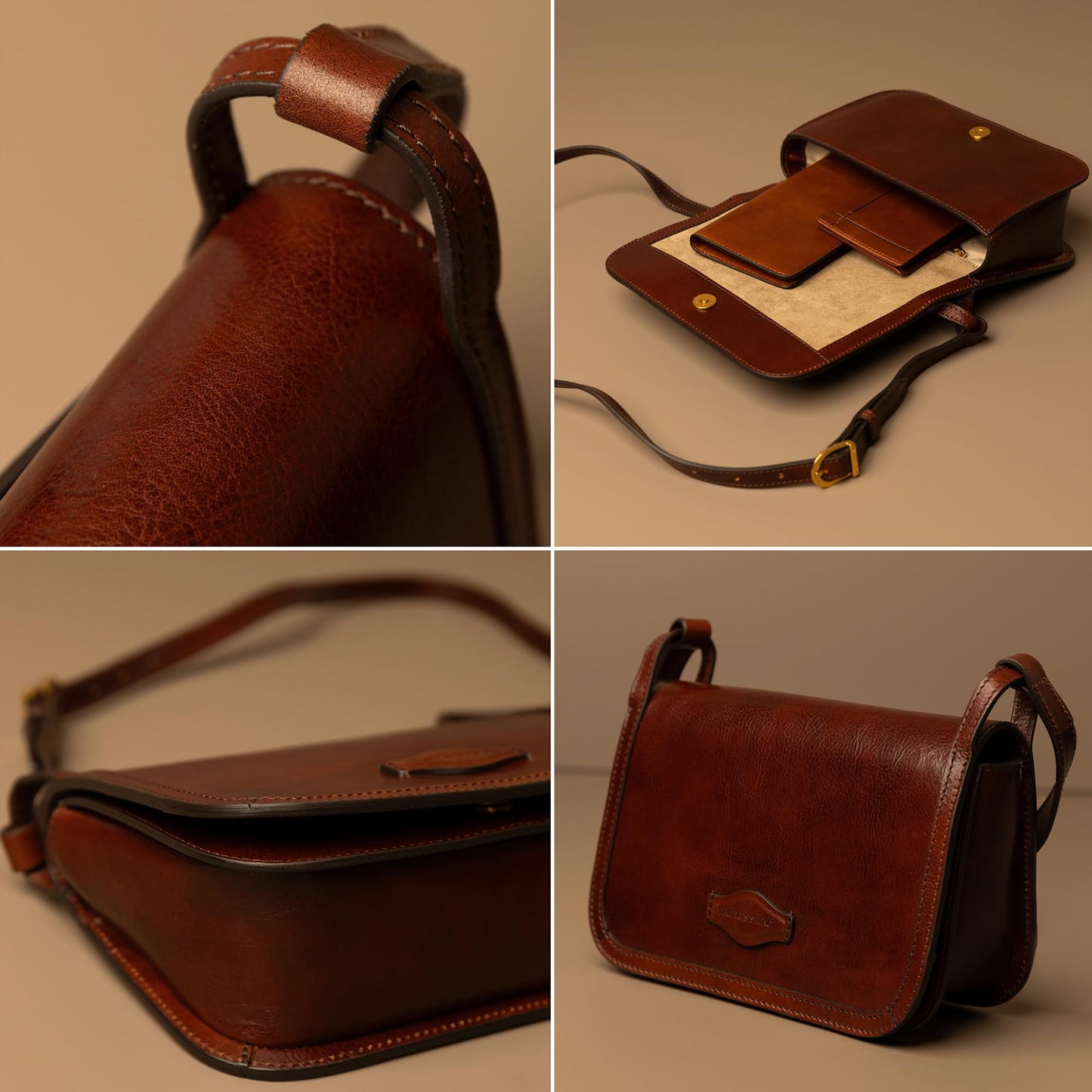 Time Resistance Leather Crossbody Bag – Messenger Bag with Magnetic Closure - Leather Handbag Purse for Women (Brown)