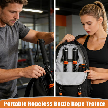 CALLECK Ropeless Adjustable Weighted Battle Rope, No Anchor No Drilling Heavy Fitness Training Rope for Apartment Small Space Home Gym, Full Body HIIT Workout Equipment for Indoor Exercise (Black)