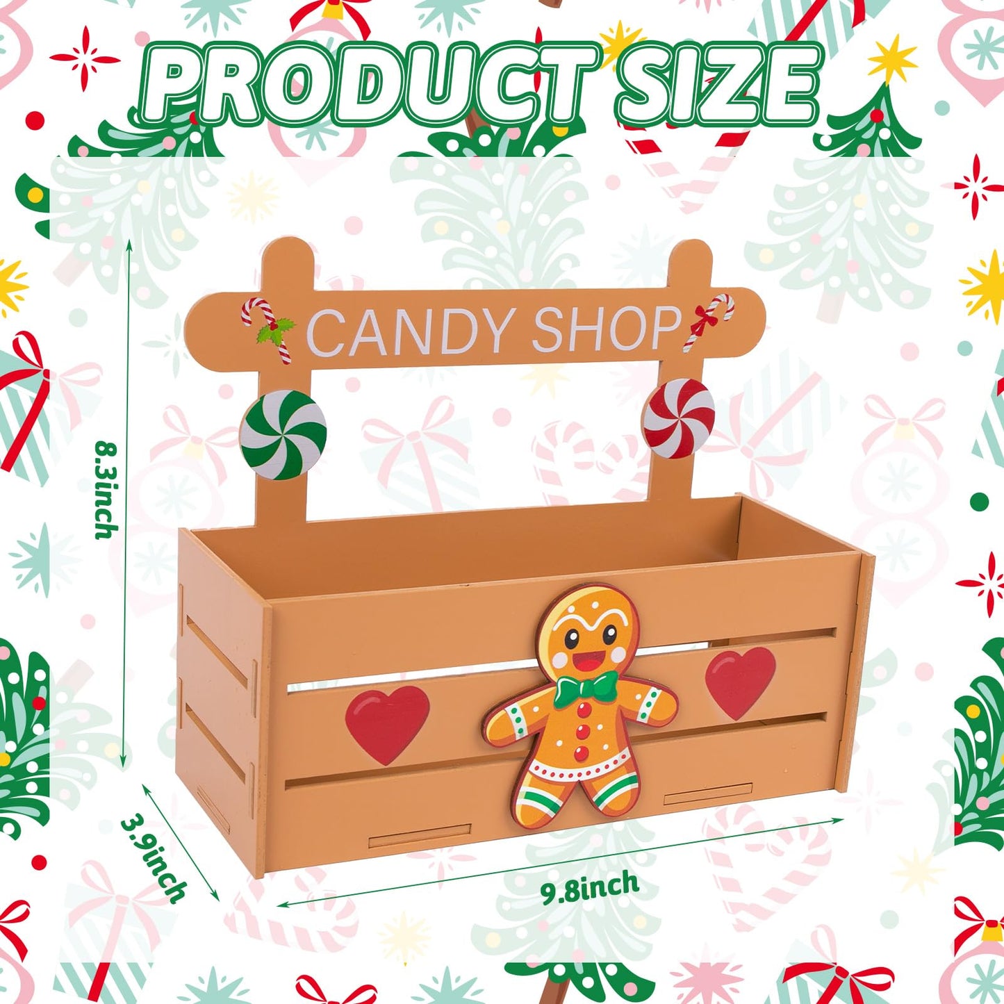 Tkifoda Christmas Candy Bowl Wooden Candy Dish Holders Gingerbread Serving Dish Holders Wood Serving Bowl Tableware for Table Desk Christmas Party House Decoration
