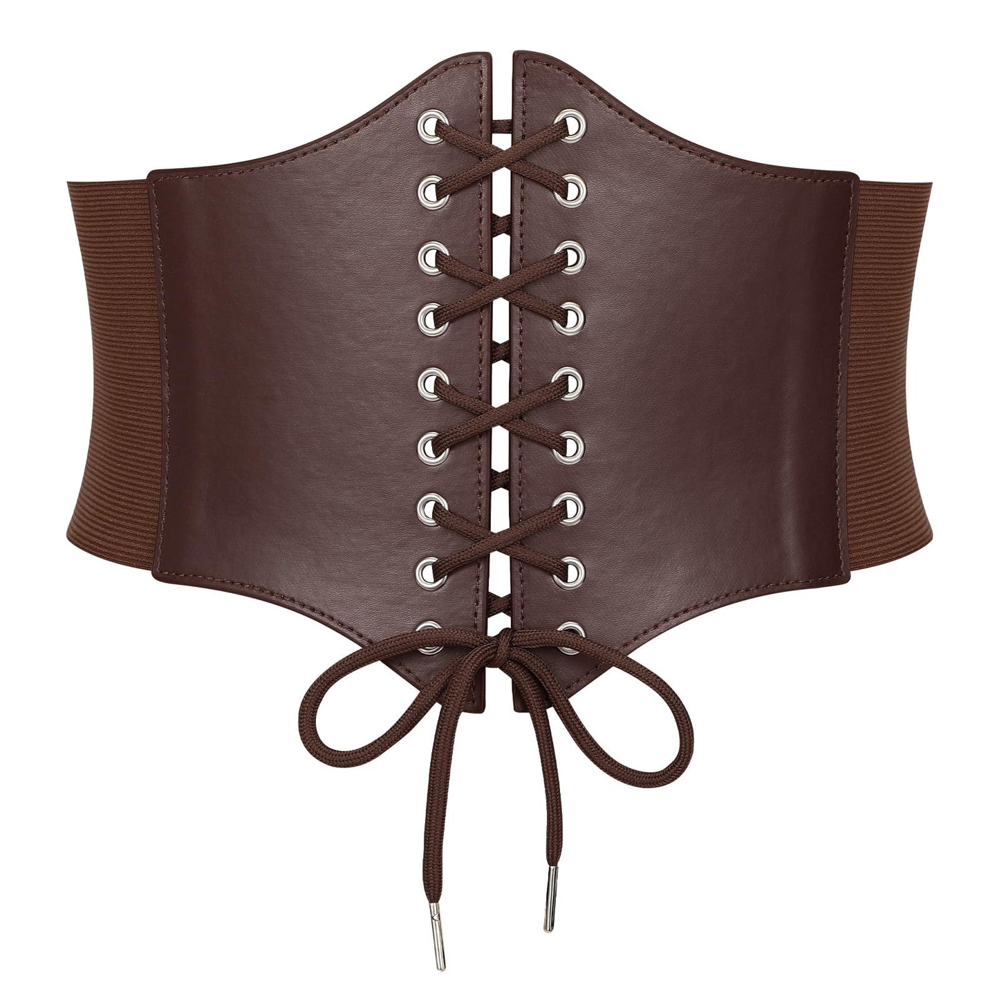 SANSTHS Wide Corset Belt for Women Lace-up Renaissance Corset Hight Waist Elastic Belt for Halloween Costume Parties Coffee M