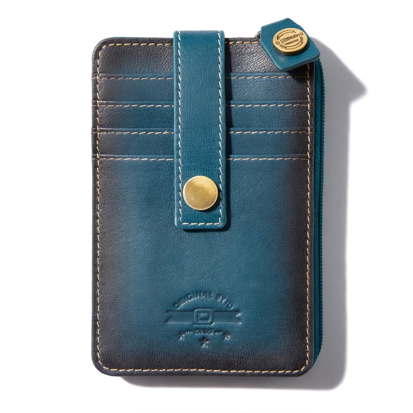 ID Stronghold RFID Blocking Front Pocket Wallet – Slim Minimalist Genuine Leather Wallet with Zipper Coin Pocket (Mega Blue)