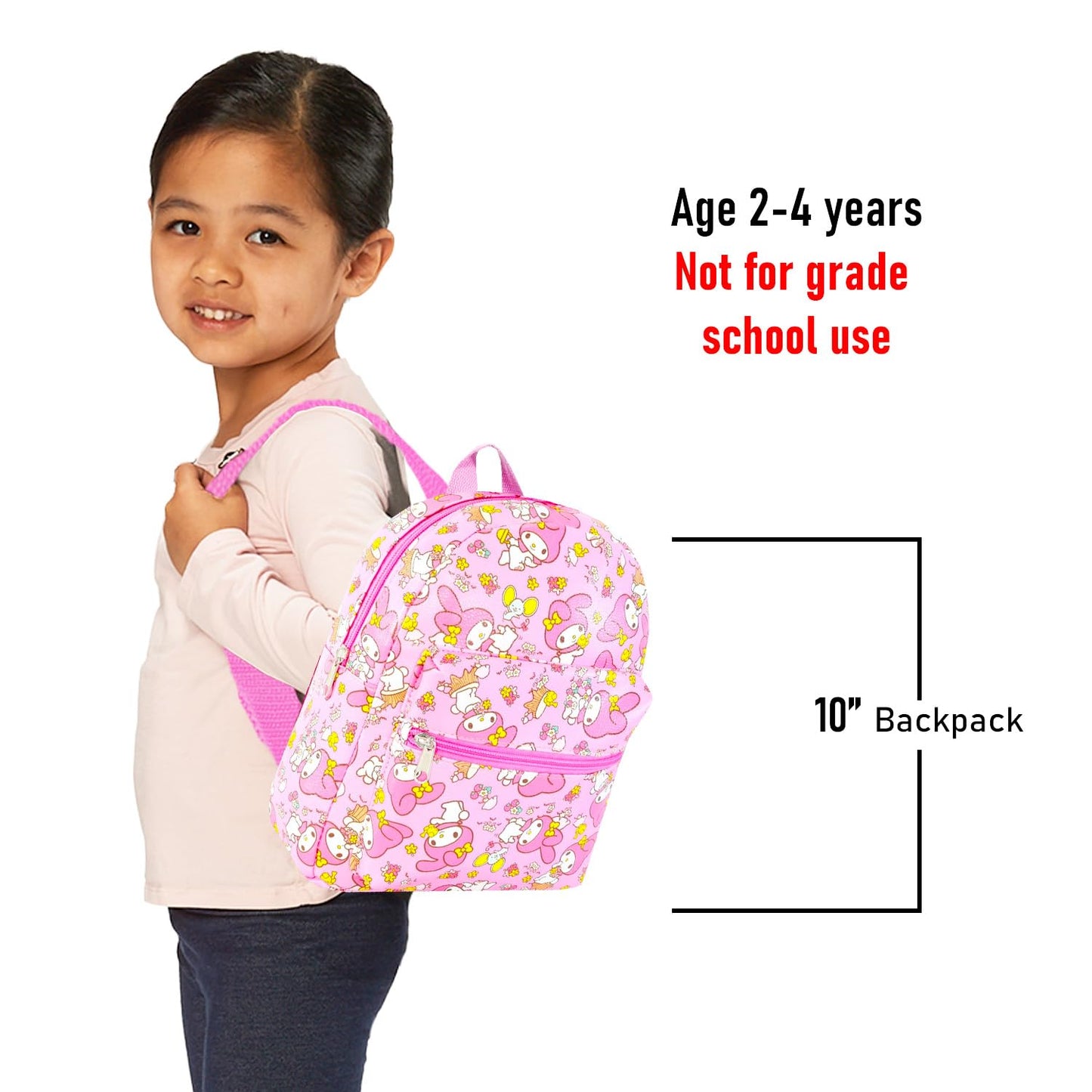 My Melody Mini Backpack Set - Bundle of 10” Faux Leather Bag, Water Bottle | Sanrio School Supplies