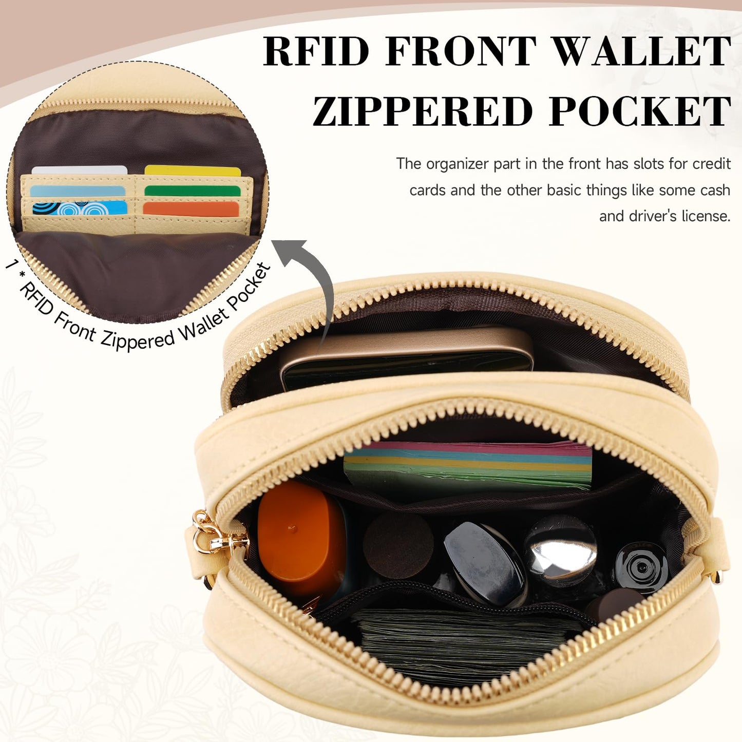 HAYRVANE Small Crossbody Bags for Women, RFID Phone Purse with Card Slots, Triple Compartments Lightweight Shoulder Bag