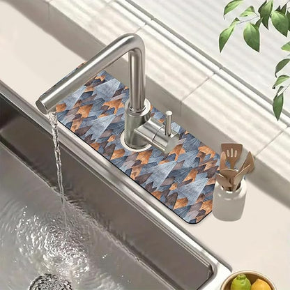 Abstract Mountain Sink Faucet Absorbing Mat Mountain Landscape Super Absorbent