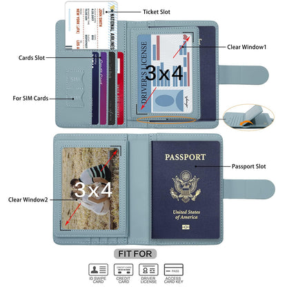 Melsbrinna Rfid Passport Holder for Travel women/Men, Cute Passport Wallet Rfid Blocking Card Slots, Rfid Passport Cover/CaseTravel Wallet, Passport Book Holder (1, Green2)