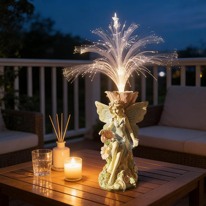 Fairy Garden Decor Statue - 17 inch Solar Flower Fairy Garden Statues With Colour Changing Fiber Optic Lights Outdoor Statues for Yard Patio Balcony, fairies Figurines Gifts for Mom Grandma Women.