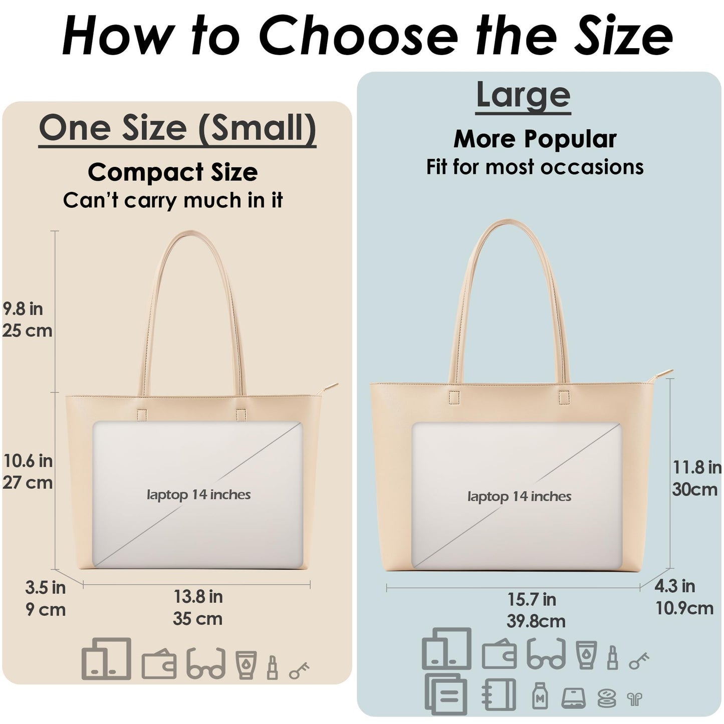 KALIDI Tote Bag Zipper Shoulder Bag Faux Leather Purses for Women Large Casual Handbag Work Dating College, Nude